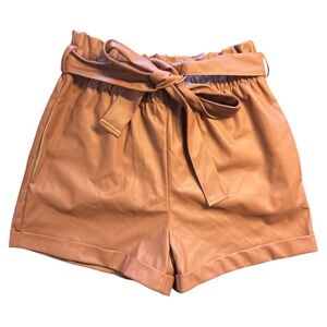 Riley + James Faux Leather Paperbag Shorts Size Small Tie Waist